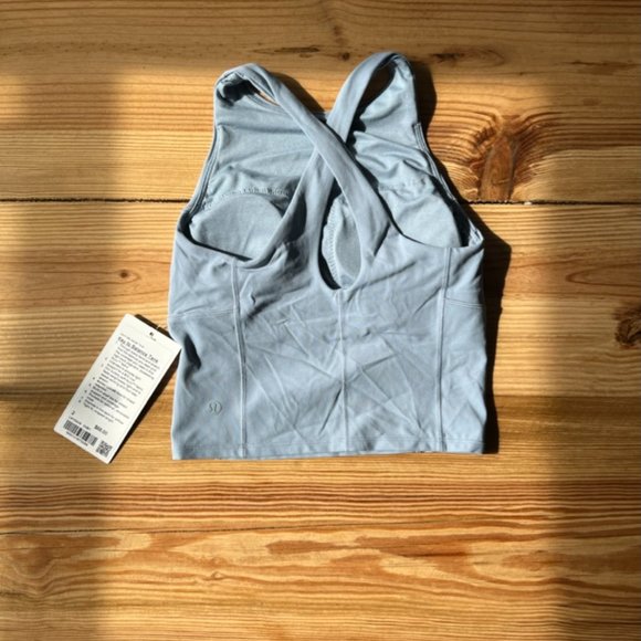 Lululemon Key to Balance Tank Top Fitted High Neck Crisscross Blue Sz 2 NWT - Picture 4 of 5